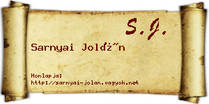 Sarnyai Jolán névjegykártya