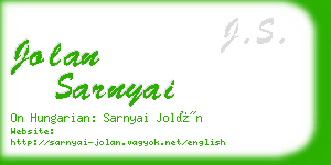 jolan sarnyai business card